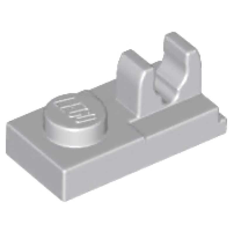 Plaat, Aangepast 1x2 met clip bovenop Light Bluish Gray